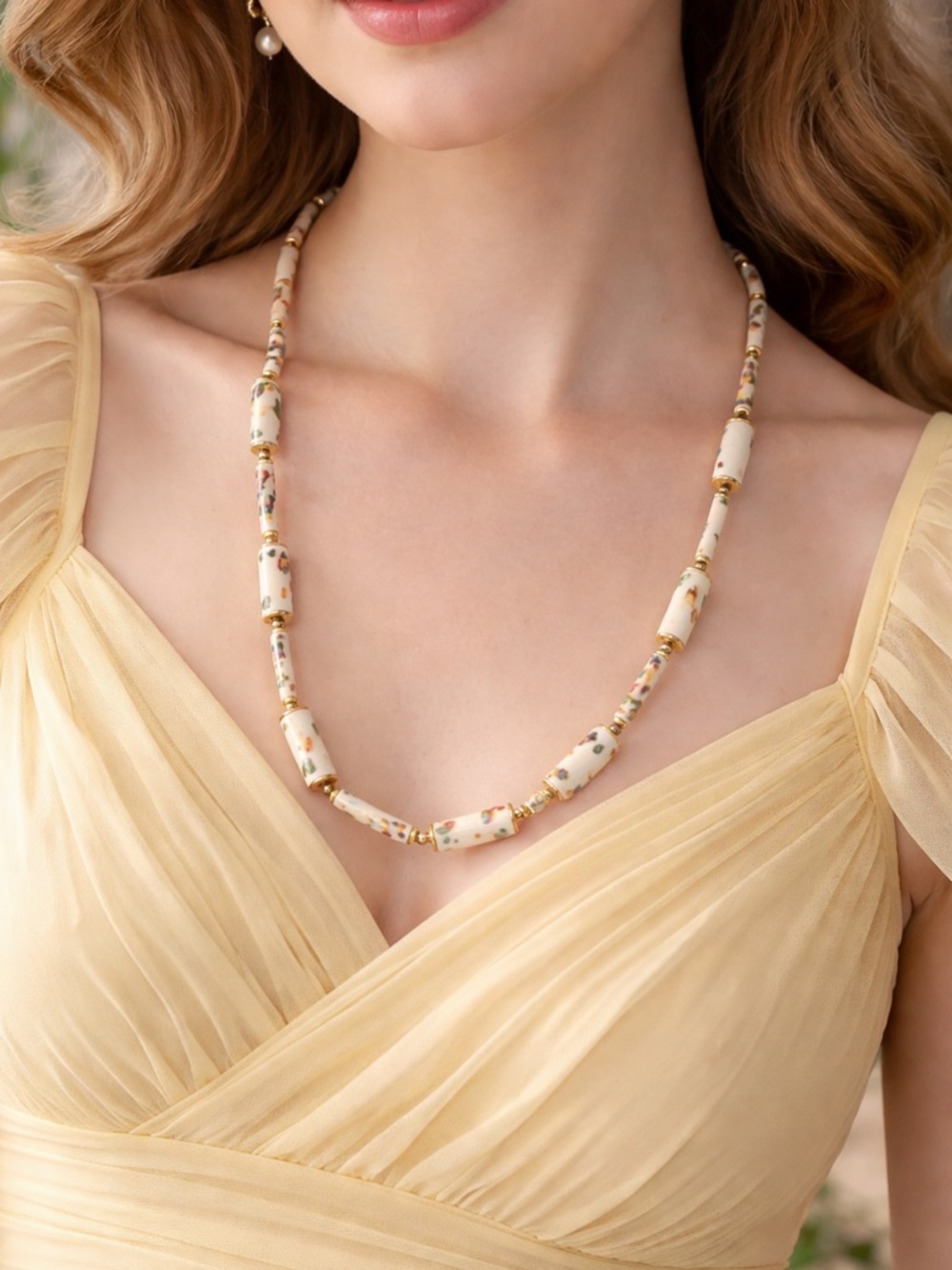 Vintage Ceramic Bead Necklace